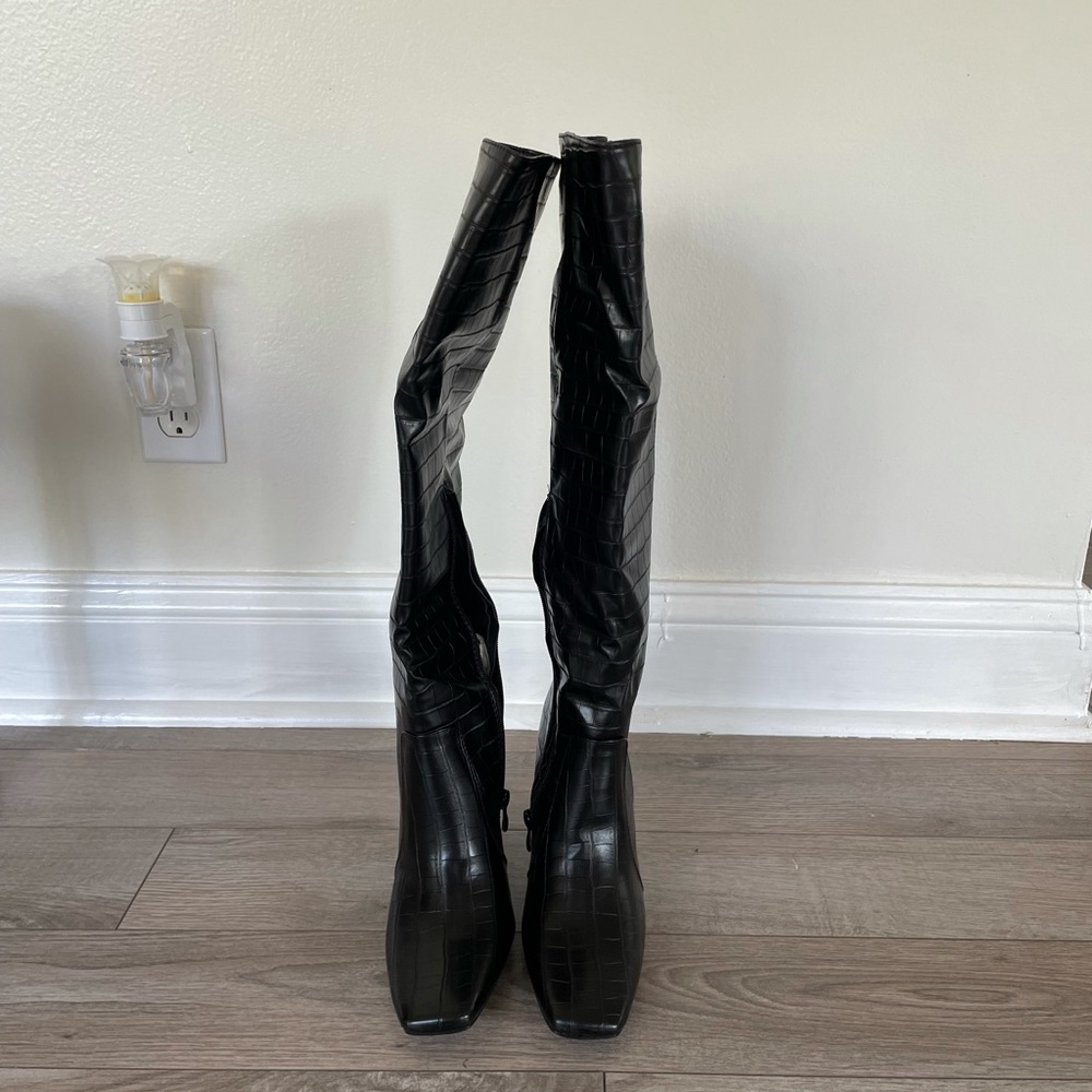 High croc squared toe boots & never worn